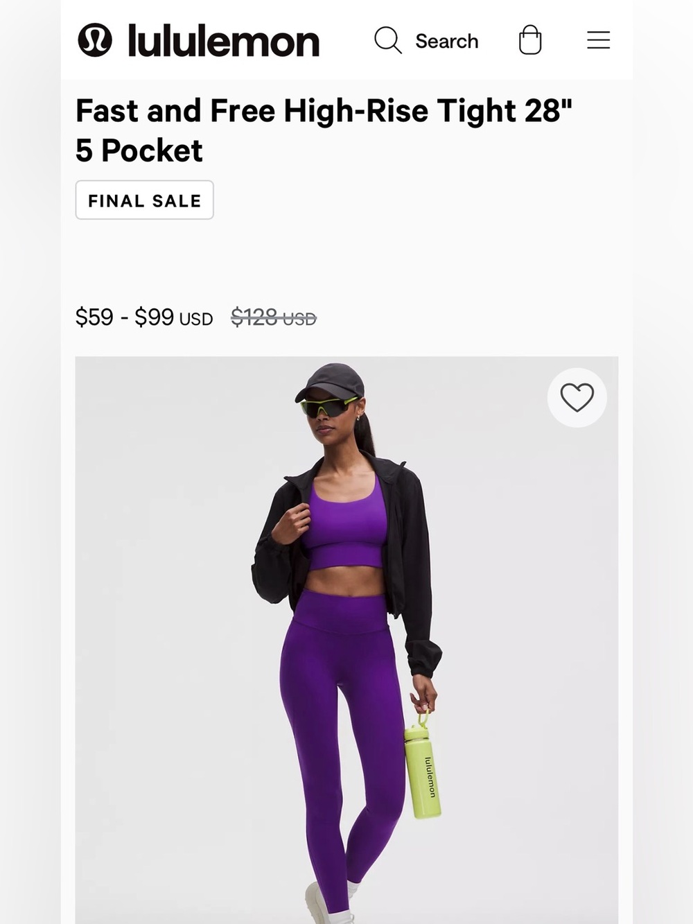 lululemon college Purple fast and free leggings 28